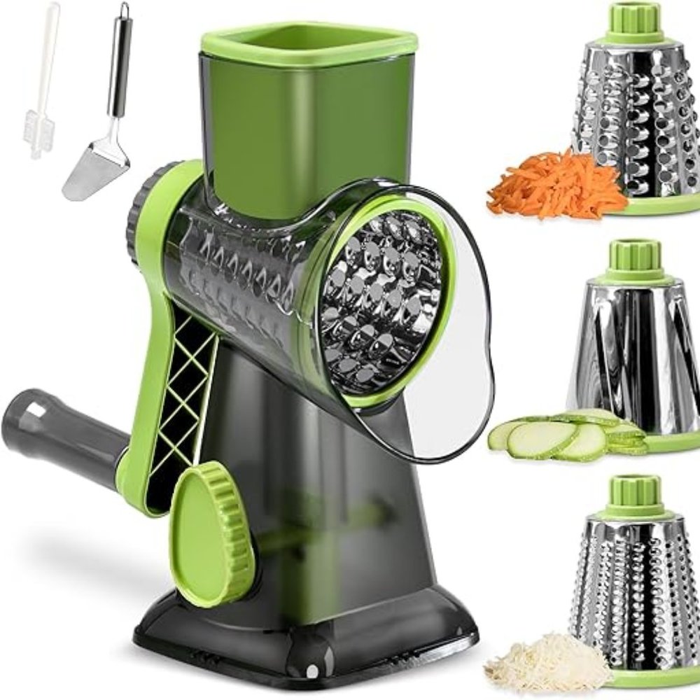 Cheese Grater Hand Crank Rotating Cheese Shredder Stainless Steel